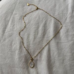 Waterproof Gold Pearl Pendant Necklace